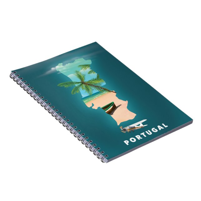 Portugal Map travel poster print. Notebook (Right Side)