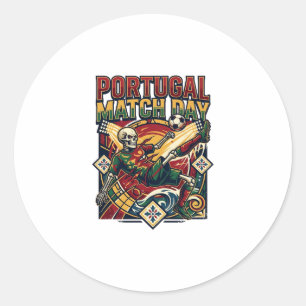Portugal Match Day Skeleton Striker Nations Countr Classic Round Sticker