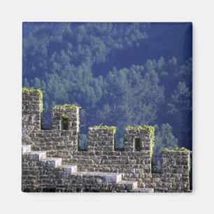 Portugal, Obidos. Steps by crenellated walls Magnet