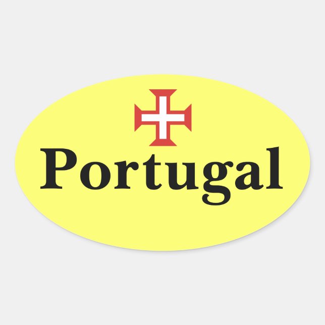 Portugal* Oval Sticker with Portuguese Cross (Front)
