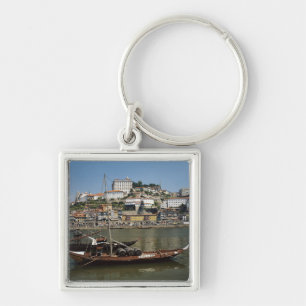 Portugal, Porto, Boat With Wine Barrels Keychain