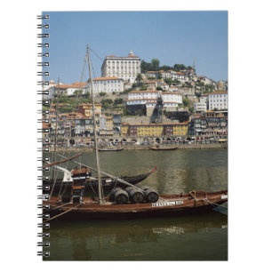 Portugal, Porto, Boat With Wine Barrels Notebook