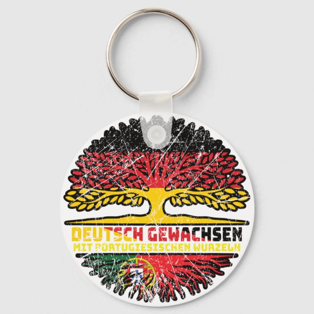 Portugal Portugiesisch Deutsch Deutschland Baum Keychain (Front)