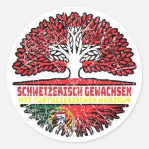 Portugal Portugiesisch Schweizer Schweiz Baum Classic Round Sticker