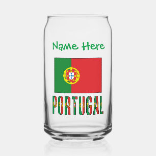 Portugal Portuguese Flag Green Personalization  Can Glass