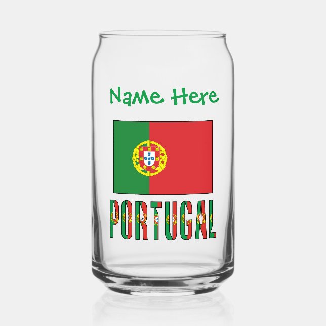 Portugal Portuguese Flag Green Personalization  Can Glass (Front)