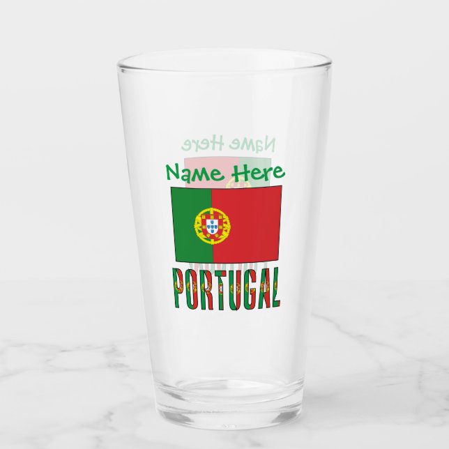 Portugal Portuguese Flag Green Personalization Glass (Front)