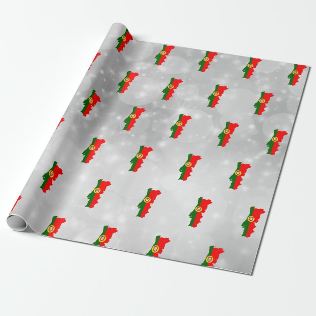 Portugal Portuguese Flag Map Wrapping Paper (Unrolled)