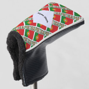 Portugal Portuguese Flag Tiled Black Personalized Golf Head Cover