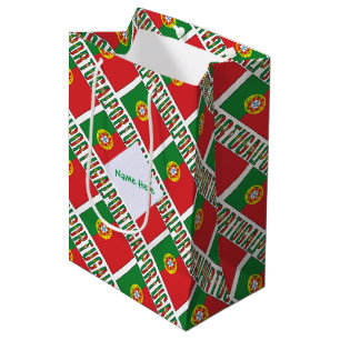 Portugal Portuguese Flag Tiled Green Personalized Medium Gift Bag