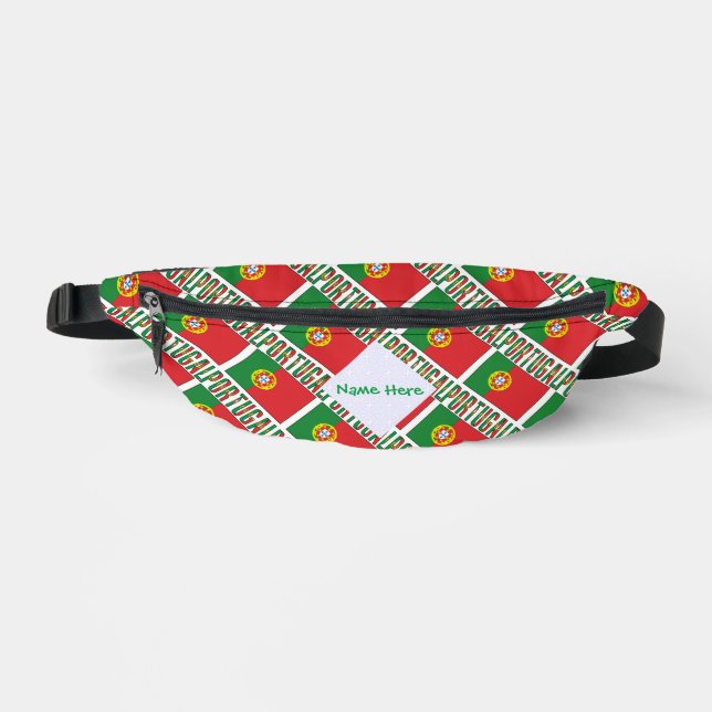 Portugal Portuguese Flag Tiled Personalized  Fanny Pack (Front)