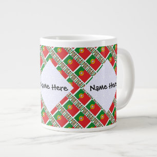 Portugal Portuguese Flag Tiled Personalized Large Coffee Mug