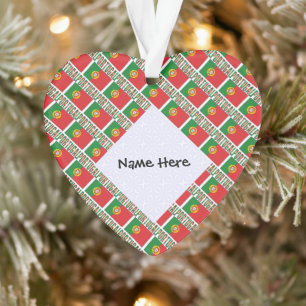 Portugal Portuguese Flag Tiled Personalized  Ornament