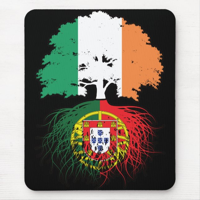 Portugal Portuguese Irish Ireland Tree Roots Flag Mouse Pad (Front)