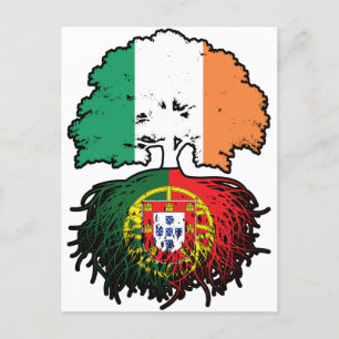 Portugal Portuguese Irish Ireland Tree Roots Flag Postcard