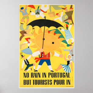 Portugal Sunny Vintage Travel Poster