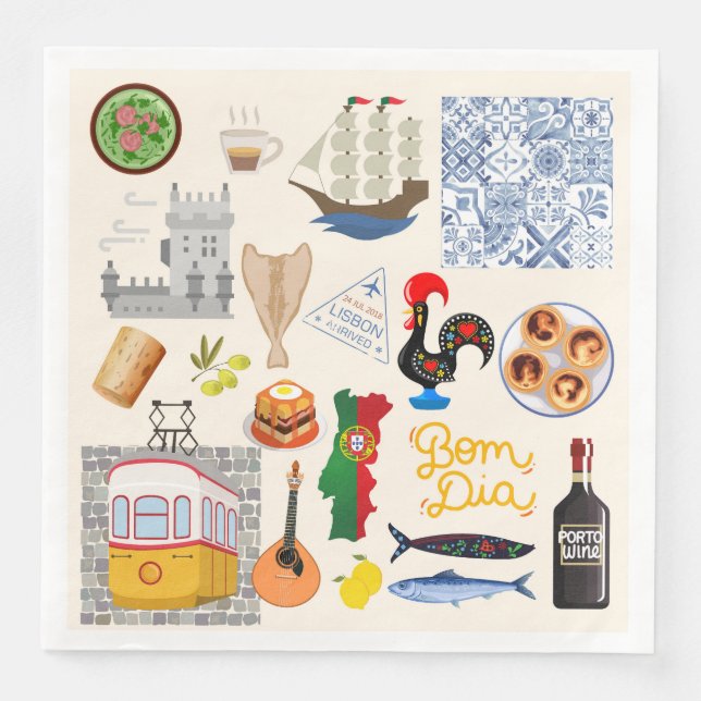 Portugal Symbols Travel Lovers Napkin (Front)