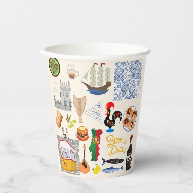 Portugal Symbols Travel Lovers Paper Cups (Front)