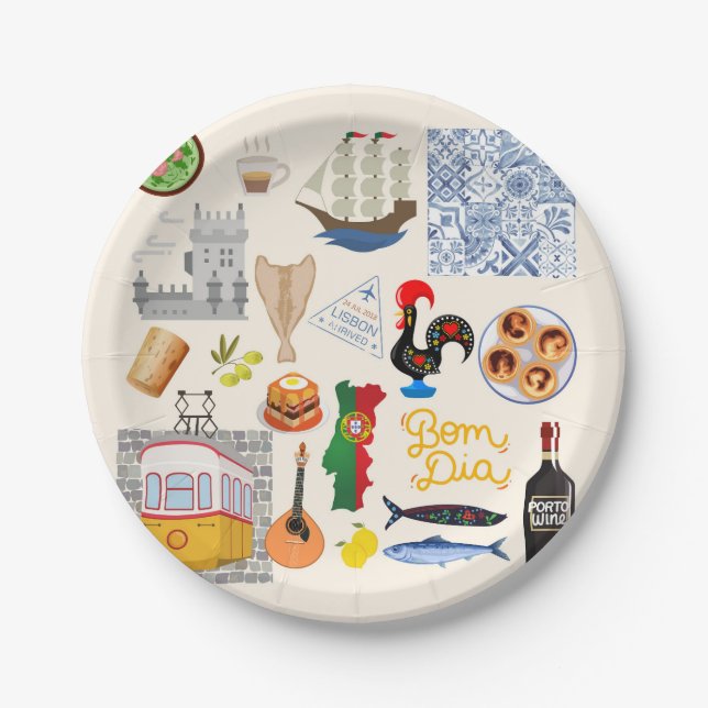Portugal Symbols Travel Lovers Paper Plate (Front)