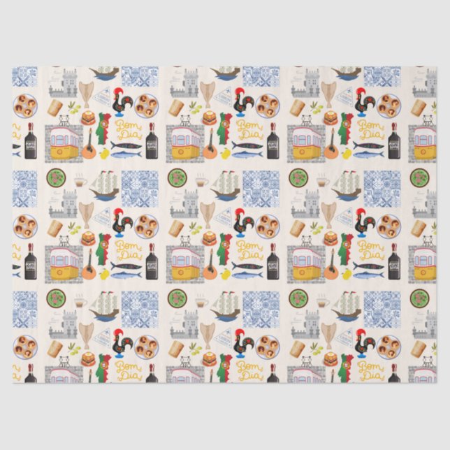 Portugal Symbols Travel Lovers Tissue Paper (Front)