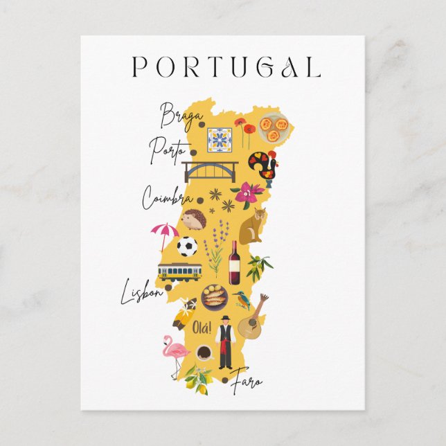 Portugal travel map postcard (Front)