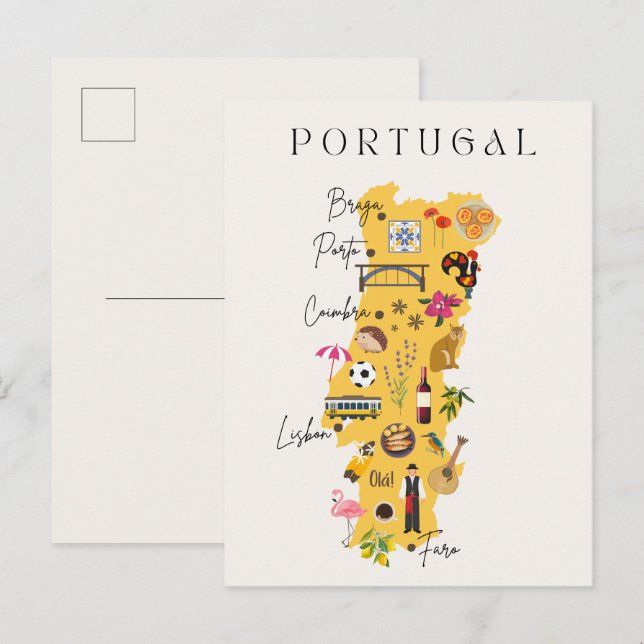 Portugal travel map postcard (Front/Back)