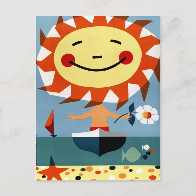 Portugal Vintage Travel Poster Restored Postcard (Front)