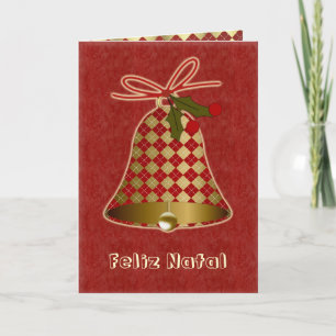 Portugese Christmas Card with bell and holly