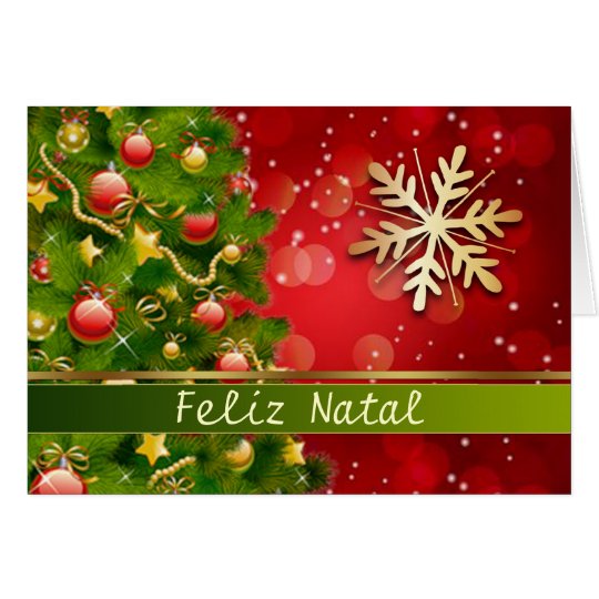 Portugese Christmas - Tree, baubles, snowflakes Card