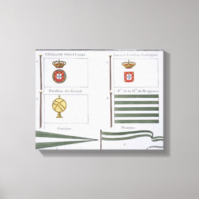 Portugese Flags, from a French book of Flags, c.18 Canvas Print (Front)