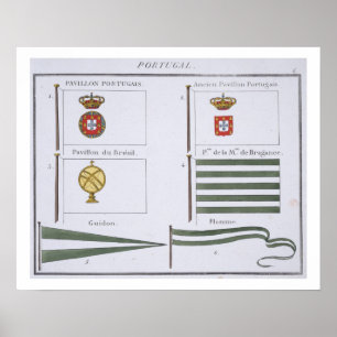 Portugese Flags, from a French book of Flags, c.18 Poster