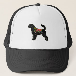 Portugese Water Dog Breed Boho Floral Silhouette Trucker Hat