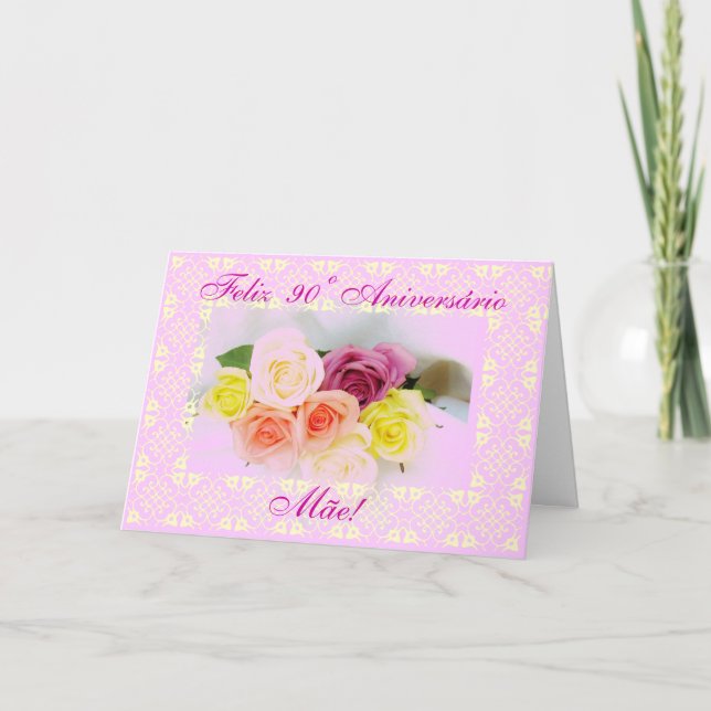 Portuguese: 90th birthday - 90 Aniversario Card (Front)
