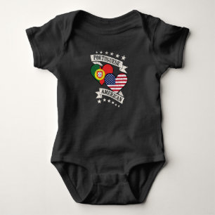 Portuguese American Heart Flags Portugal America Baby Bodysuit