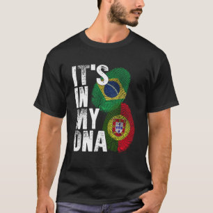 Portuguese And Brazilian Mix DNA Flag Heritage T-Shirt