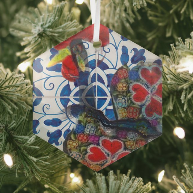 Portuguese Azores folk art Glass Ornament (Insitu)