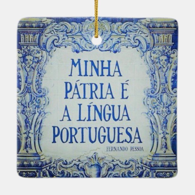 Portuguese Azuleijo Premium Square Ornament (Back)