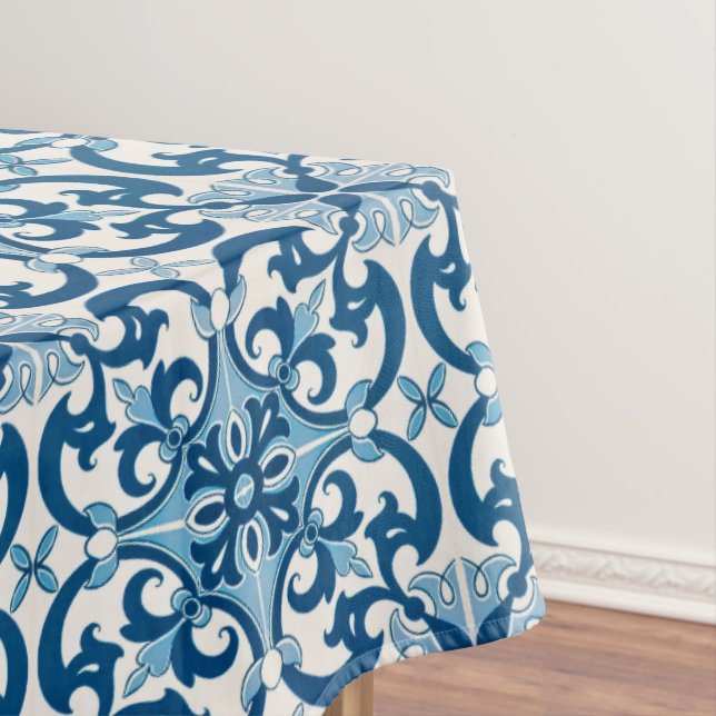 Portuguese Azulejo Fleur De Lis Tablecloth (In Situ)