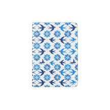 Portuguese Azulejo Swallows Passport Holder – Blue