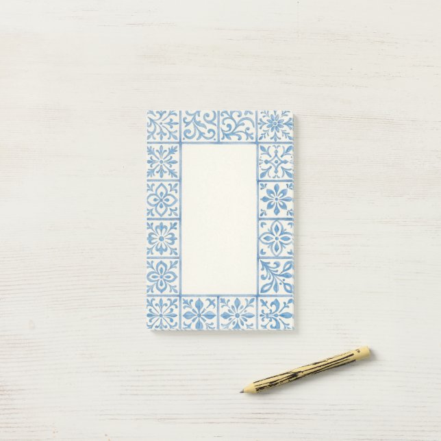 Portuguese Azulejo tile blue stationary design Post-it Notes (On Desk)