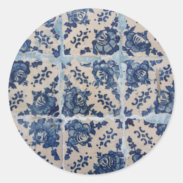 Portuguese Azulejo tiles Classic Round Sticker (Front)