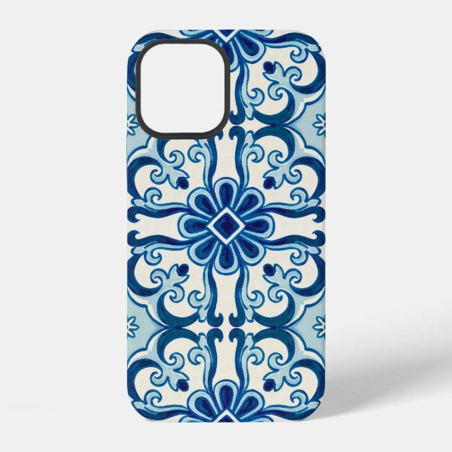 Portuguese Azulejos Blue Floral Tile Pattern  iPhone Case (Back)