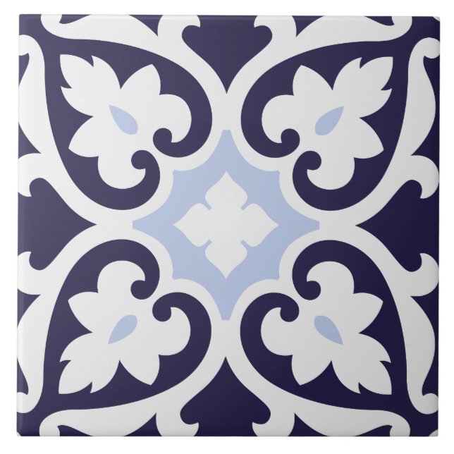 Portuguese Azulejos Indigo blue and white classic  Tile (Front)