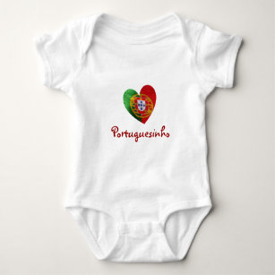 Portuguese: baby heart & flag baby bodysuit
