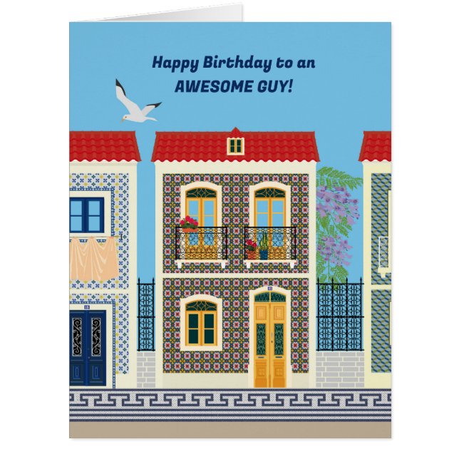 Portuguese beautiful houses with tiles or azulejos (Front)