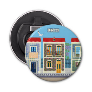 Portuguese beautiful houses with tiles or azulejos bottle opener