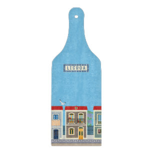 Portuguese beautiful houses with tiles or azulejos cutting board