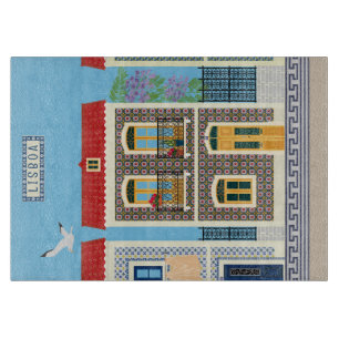 Portuguese beautiful houses with tiles or azulejos cutting board