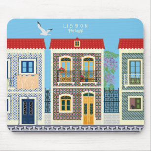 Portuguese beautiful houses with tiles or azulejos mouse pad