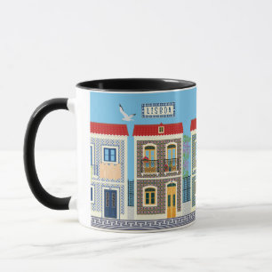 Portuguese beautiful houses with tiles or azulejos mug
